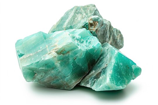 Amazonite, gemstone, isolated on white