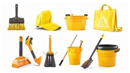 Realistic Image of cleanup procedures on a white background, Realistic. - obrazy, fototapety, plakaty