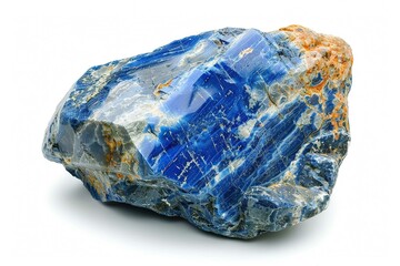 Dumortierite, gemstone, isolated on white