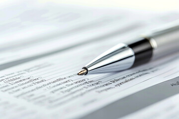 Detailed view of an employment contract being signed, job market analysis reports beside