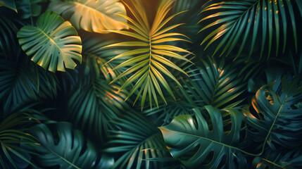 Sunlit Palm: Tropical Radiance. Delicate palm fronds catch the golden light of the sun, creating a dance of shadows and highlights that encapsulates the vibrant essence of the tropics.

