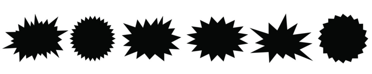 Comic explosion speech bubbles,Speech bubbles silhouettes collection, Starburst designs in black vector, Comic book speech bubble shapes, Pop art speech bubble vectors,  Speech bubble icons