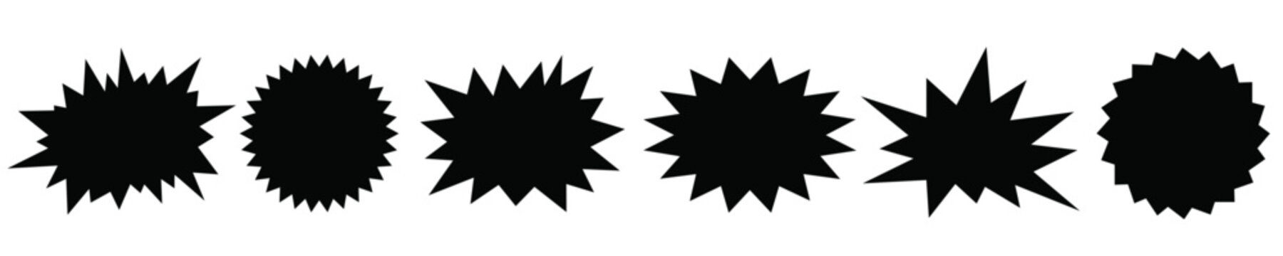 Comic explosion speech bubbles,Speech bubbles silhouettes collection, Starburst designs in black vector, Comic book speech bubble shapes, Pop art speech bubble vectors,  Speech bubble icons