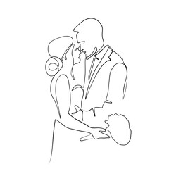 Continuous drawing of lines. Line art of kissing lovers. Continuous line drawing. Vector minimalistic