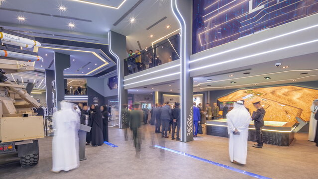 The International Defence Exhibition and Conference, IDEX timelapse hyperlapse. Abu Dhabi, UAE