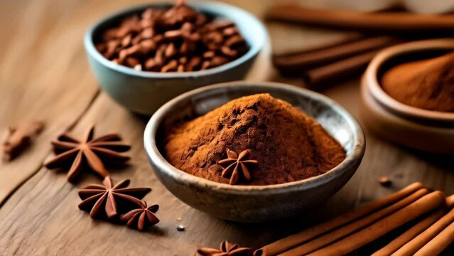  Earthy spices in bowls ready for culinary magic