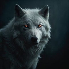wolf in a dark fog