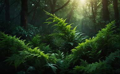 ferns in the forest, nature background