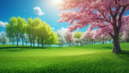 beautiful landscape with trees and sky AI generated