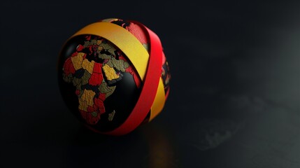 The concept of 'World Hepatitis Day' 28th July. World globe and red yellow ribbon with black background.