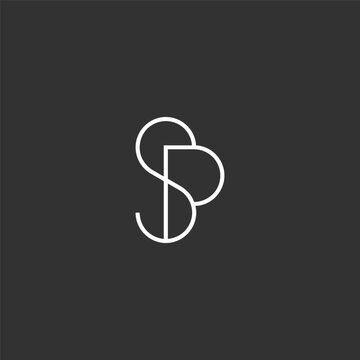 SP monogram fashion logo in black and white contemporary style