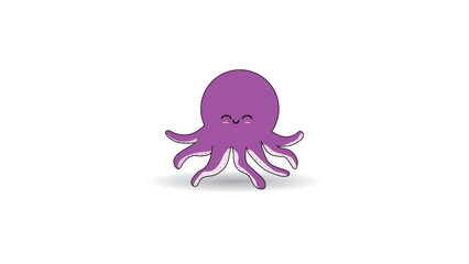 Purple octopus cute cartoon, suitable for coloring book