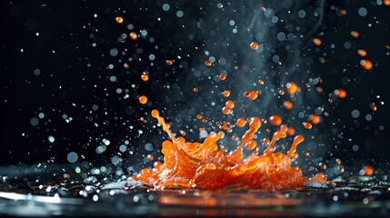 water droplets hissing as they collide with a hot griddle, creating a dynamic and visually arresting scene. - obrazy, fototapety, plakaty