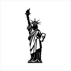Statue of Liberty - vector illustration sketch hand drawn with black lines, isolated on white background © amzad hosen
