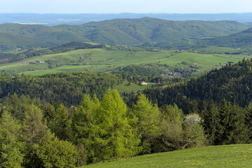 view from the mountain to the countryside below