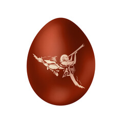 Naklejka premium Traditional Easter red egg with an Archangel in Byzantine style. Religious illustration isolated