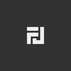  FJ monogram logo in contemporary black and white style