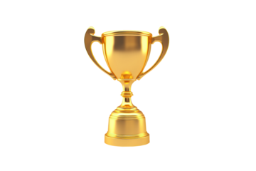 Gold Trophy on Transparent Background