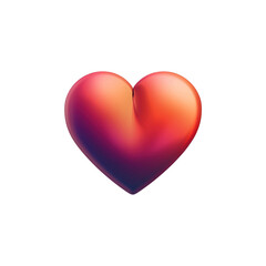  3D Red Heart on Transparent Background