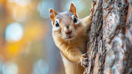 Fototapeta premium Close-up of a chipmunk on a tree.