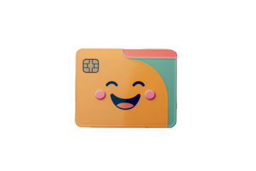 credit card with a fun cute design. png object isolated on transparent background, mockup, design, template, layout, sticker