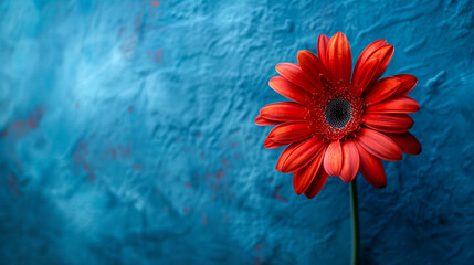 A lone, wilted flower in the shadow of a vibrant bloom, embodying silent envy - obrazy, fototapety, plakaty