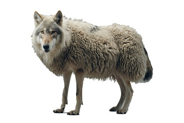 Fototapeta premium Wolf in sheep's clothing. png object isolated on transparent background, mockup, design, template, layout, sticker