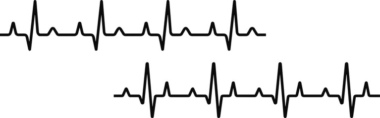 Heartbeat line set. Heart pulse collection. Emergency EKG monitoring. Electrocardiogram. vector illustration