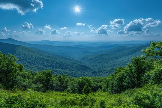 beautiful calm mountain view on a sunny day professional photography