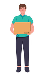 delivery man holding delivery box