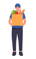 delivery man holding delivery box