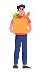delivery man holding delivery box