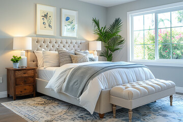 Creating a serene bedroom retreat with soothing hues and soft textures.