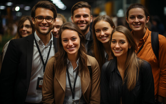 Group of people standing together. Generative AI