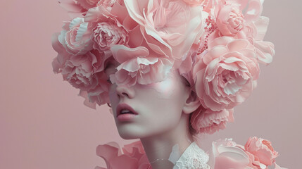  avant-garde minimalism horror inspired design with structure in pastel colors, high fashion haute couture