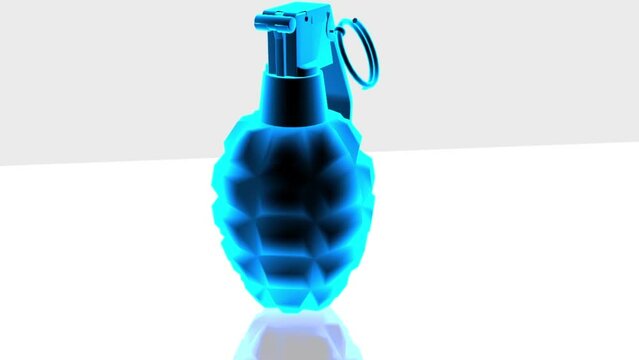 isolated hologram grenade on white Background 3D animation