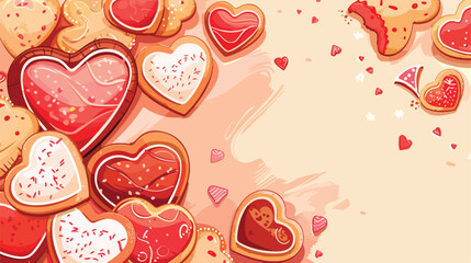 Festive banner for Valentines Day with heart shaped c