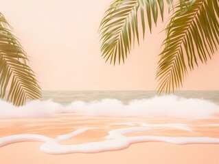 Fototapeta na wymiar beautiful tropical beach background, peach warm color palette, Summer vacation and travel concept