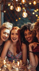 A group of friends showing diverse hair types and styles at a party