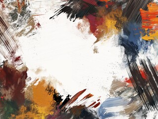 art background with copy space in the middle, influenced by paint palette, brushes
