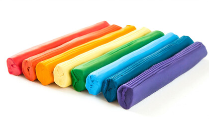 bunte Knetmasse isoliert auf wei&szlig;en Hintergrund, Freisteller