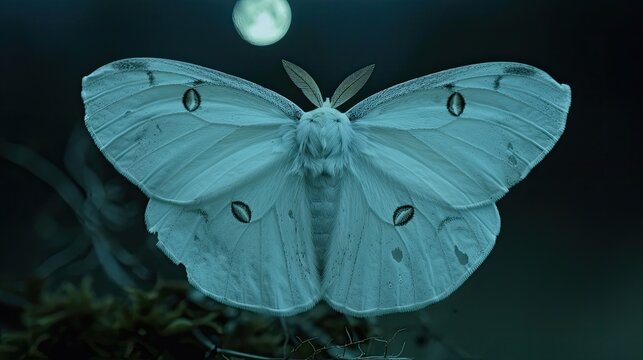 Close-up of a moth during a moonlit night