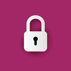 White lock icon. Vector illustration