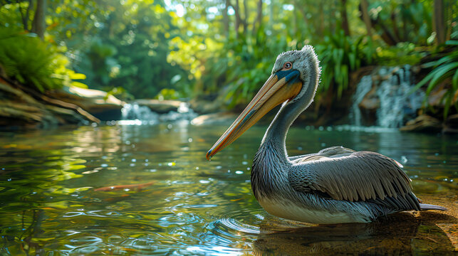 Majestic Pelican on Water, Capturing the Essence of Wildlife and Nature with Vivid Feathers and Reflection