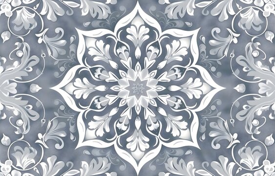 Luxurious arabesque pattern with elegant gray and white lines, vector seamless background for design or print on fabric Pattern of a simple floral ornament in an oriental style Lace texture stock phot