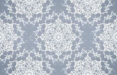 seamless pattern of grey background with white lines and arabesque geometric floral ornament, in the style of flat vector illustration, high resolution, high details, 30k