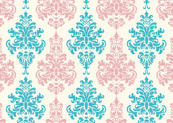 pink and turquoise color vintage ornament pattern background