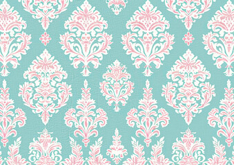 pink and turquoise color vintage ornament pattern background