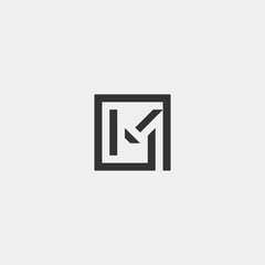  M letter initial logo with faux 3d shadow style inside square frame.