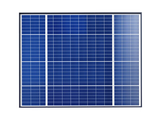 Isolated blue photovoltaic surface of solar power panel, front view. 
